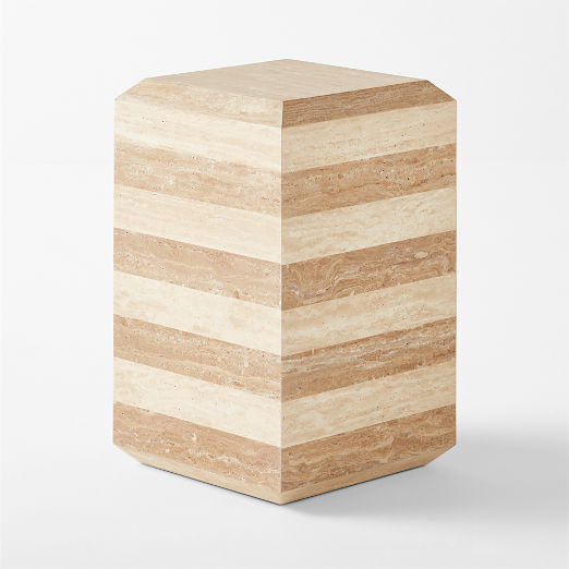 Camada Layered Travertine Indoor/Outdoor Side Table