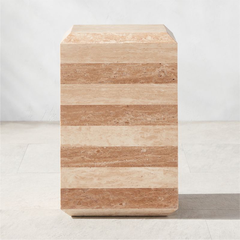 Viewing product image Camada Layered Travertine Indoor/Outdoor Side Table - image 1 of 6