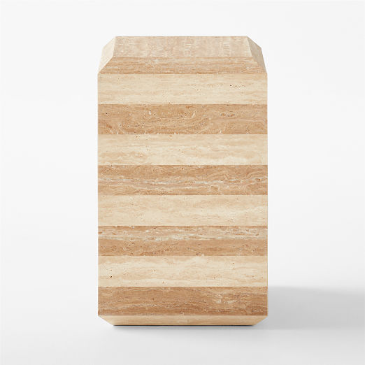 Camada Layered Travertine Indoor/Outdoor Side Table