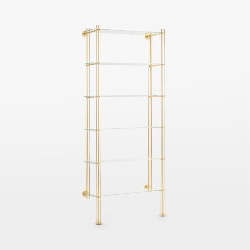 Cambio Brushed Brass Wall Mount Bookshelf with Glass Shelves + Reviews