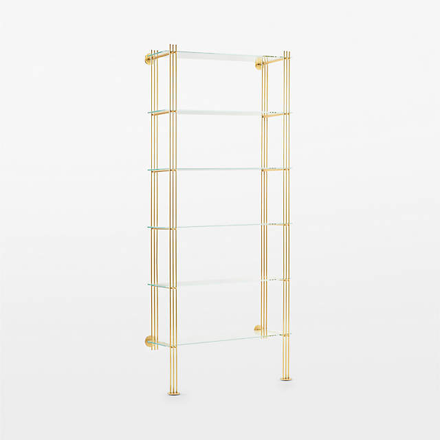 Pilsen Brass Bookcase with Glass Shelves + Reviews