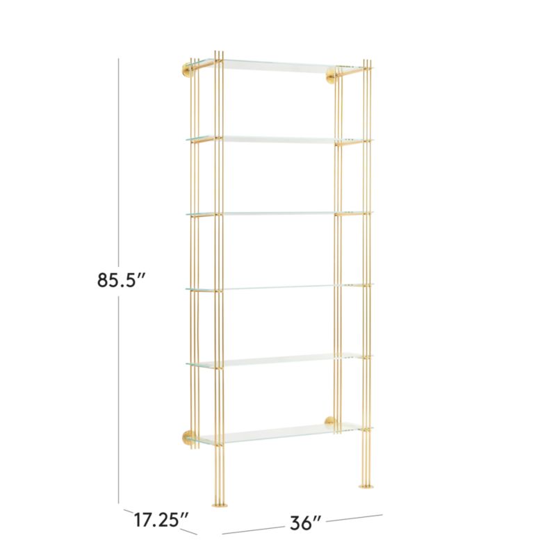 Wall Mounted Brushed Brass Shelves: 30 Inches Wide by 36 Inches