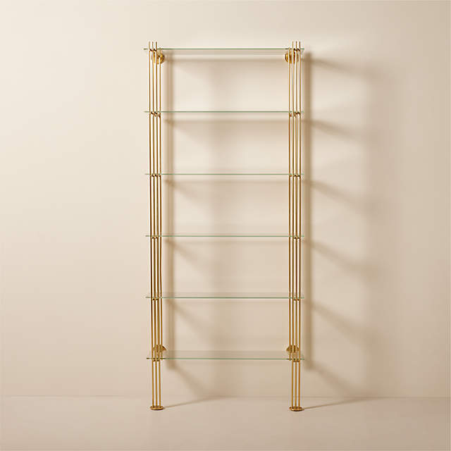 Pilsen Brass Bookcase with Glass Shelves + Reviews