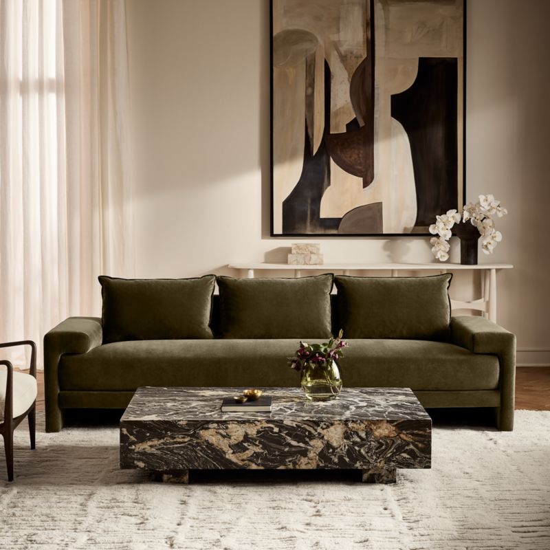 Camden 101" Moss Green Velvet Sofa - image 4 of 9