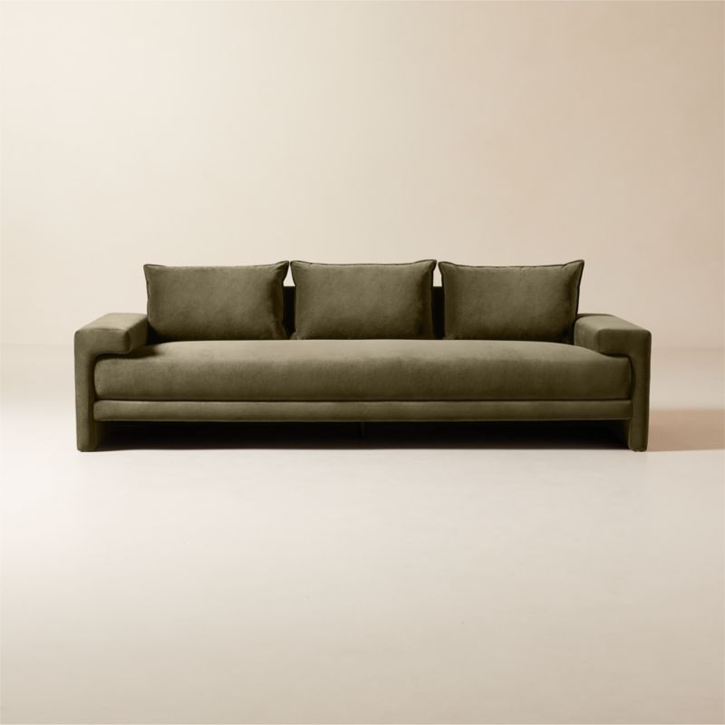 Camden 101" Moss Green Velvet Apartment Sofa - image 0 of 7