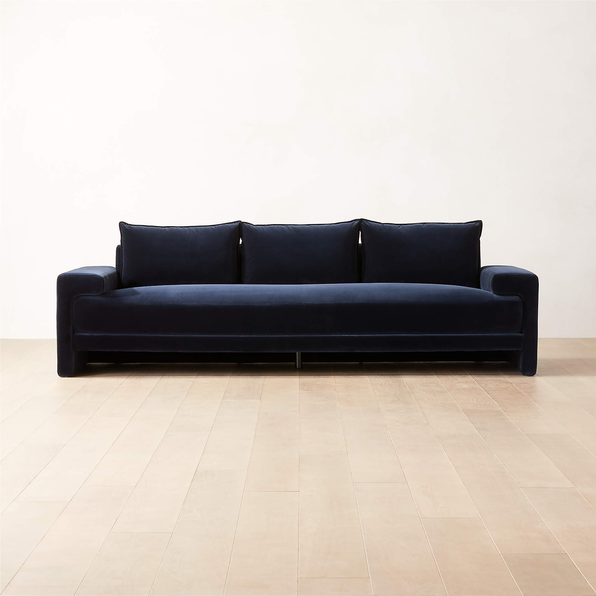 Camden Ink Blue Modern Velvet Sofa + Reviews CB2