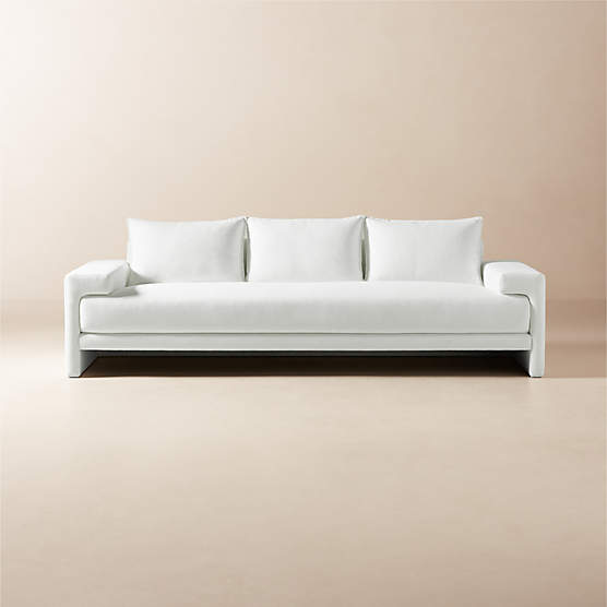 Camden 101" White Performance Fabric Sofa