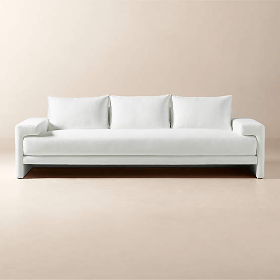 Camden 101" White Performance Fabric Sofa