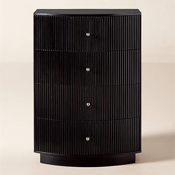 Cameo 33" Fluted Black Wood 4-Drawer Tall Dresser
