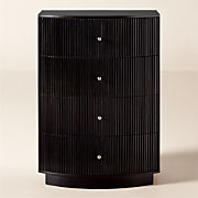 Cameo 33" Fluted Black Wood 4-Drawer Tall Dresser