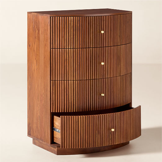Cameo 33" Fluted Acacia 4-Drawer Tall Dresser