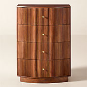 Cameo 4-Drawer Curved Midtone Acacia Wood Dresser
