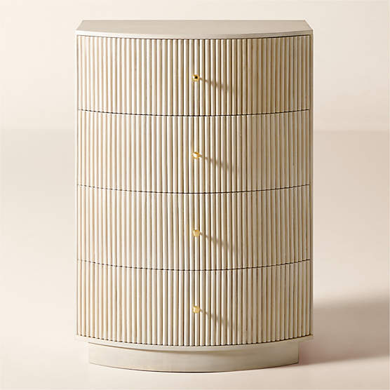 Cameo 4-Drawer Curved Whitewash Wood Dresser
