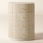 Cameo 4-Drawer Curved Midtone Acacia Wood Dresser