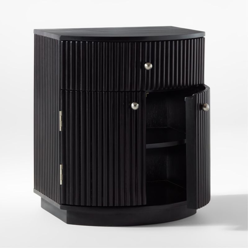 Cameo Curved Black Wood Nightstand with Drawer - image 7 of 13