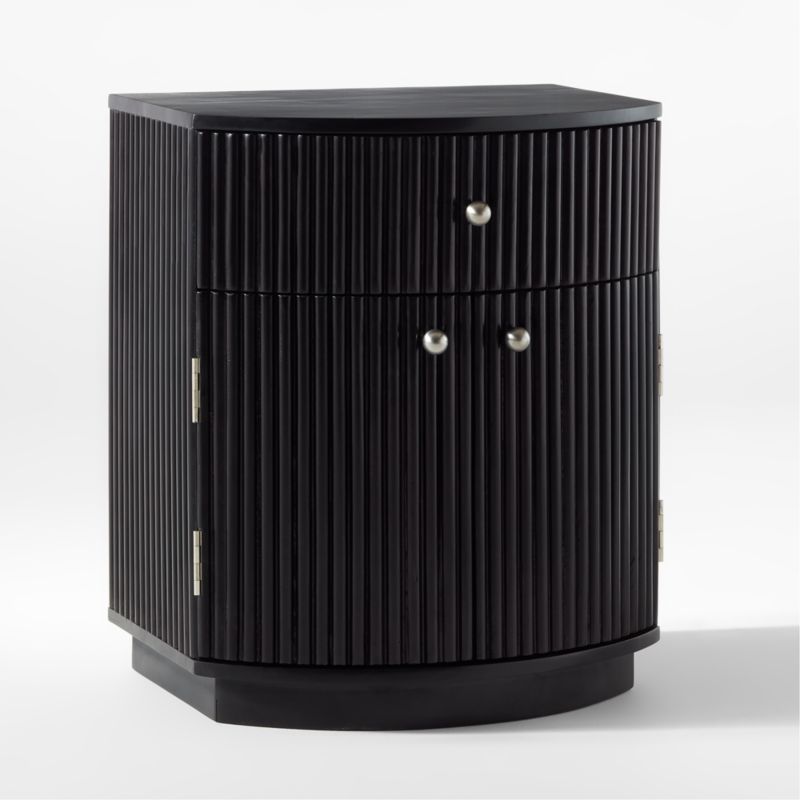 Cameo Curved Black Wood Nightstand with Drawer - image 6 of 13