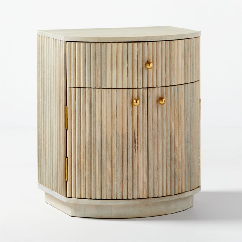 Cameo Curved Whitewashed Wood Nightstand with Drawer - image 9 of 17