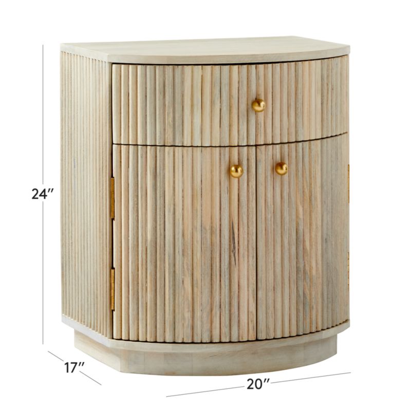 View Cameo Curved Whitewashed Wood Nightstand with Drawer - image 3 of 17