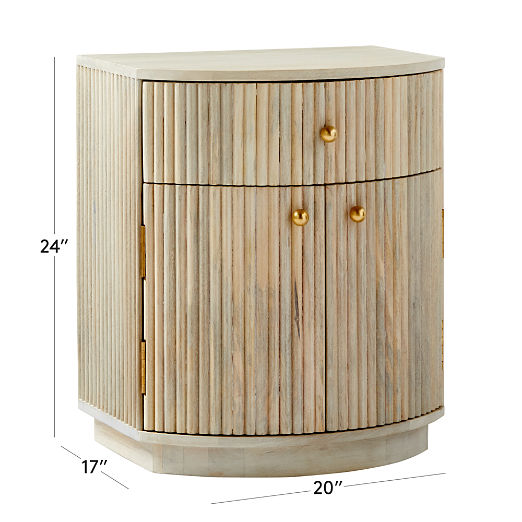 Cameo Curved Whitewashed Wood Nightstand with Drawer