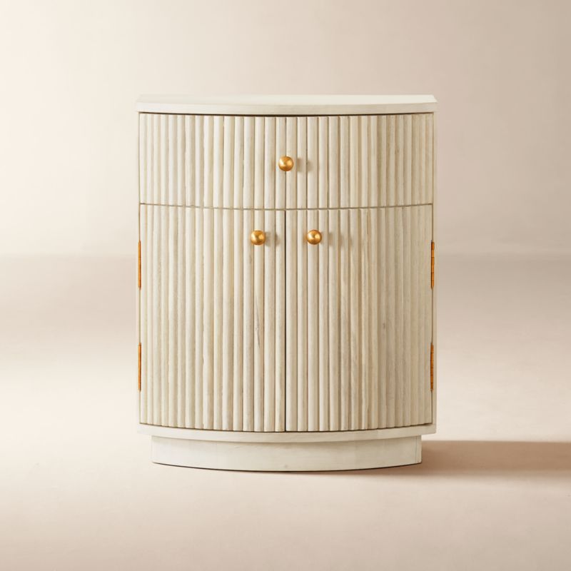 View Cameo 20" Fluted Whitewashed Wood Nightstand with Drawer details