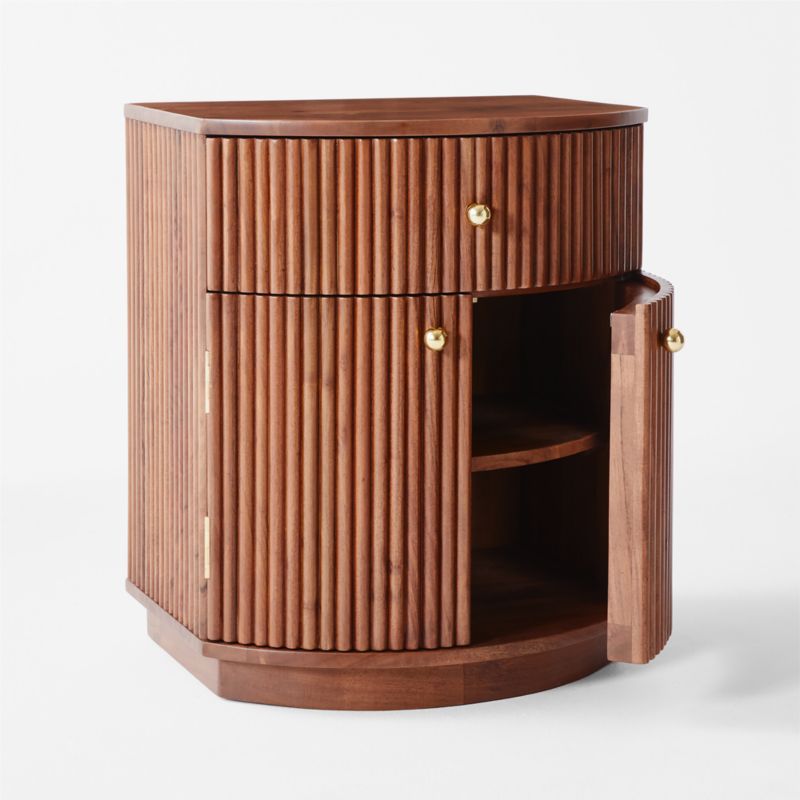 Cameo Curved Midtone Acacia Wood Nightstand - image 5 of 9