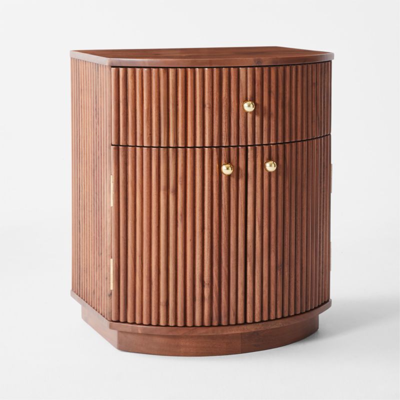 Cameo Curved Midtone Acacia Wood Nightstand - image 4 of 9