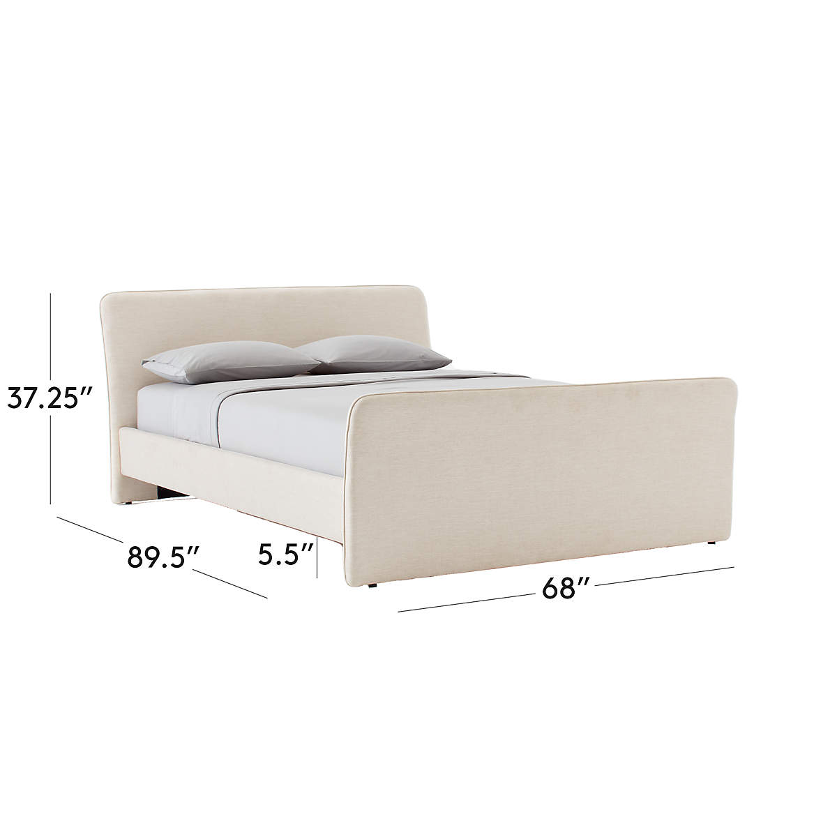 View Camerano Cream Upholstered Sleigh Bed - image 2 of 4