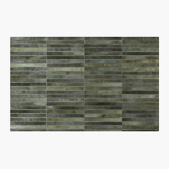 Camilia Patchwork Dark Green Hide Area Rug 5'x8'