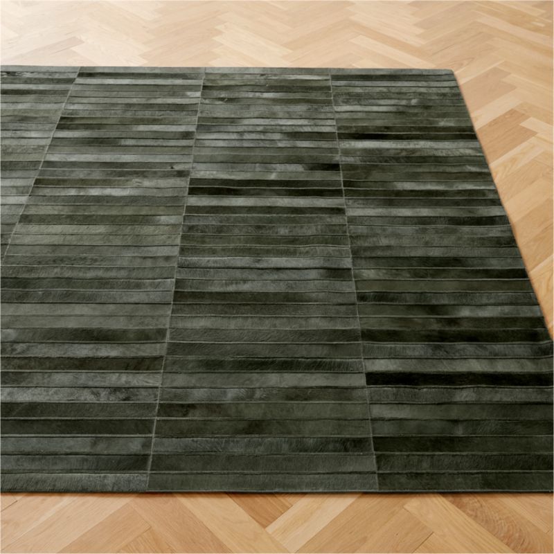 Camilia Patchwork Dark Green Hide Area Rug 6'x9' + Reviews CB2