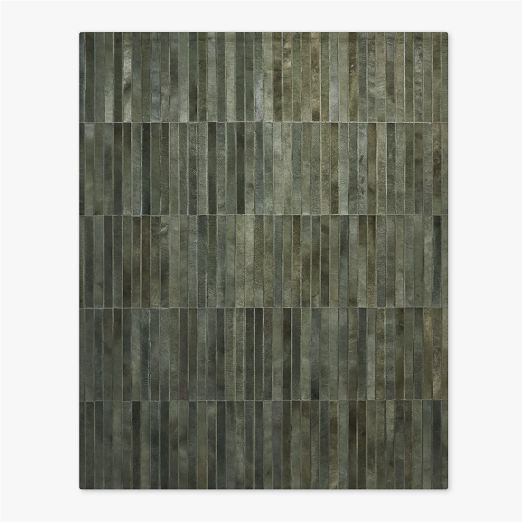 Camilia Patchwork Dark Green Hide Area Rug