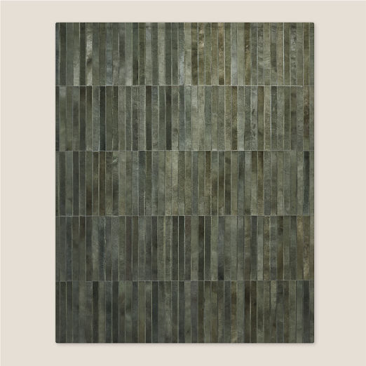 Camilia Patchwork Dark Green Hide Area Rug