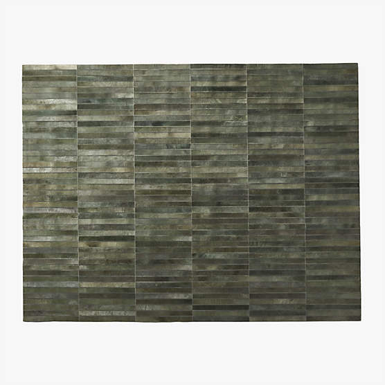 Camilia Patchwork Dark Green Hide Area Rug 9'x12'