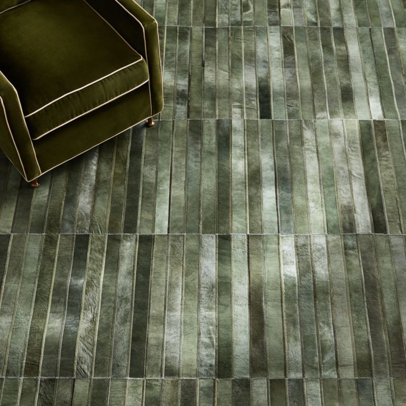 Camilia Patchwork Dark Green Hide Area Rug 5'x8' - image 3 of 5