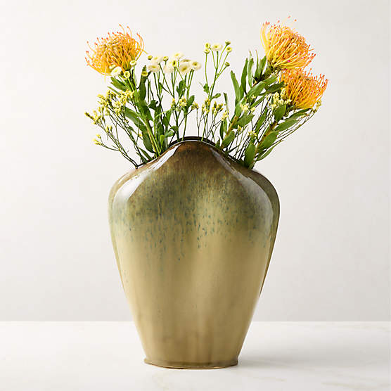 Canale Green Ceramic Vase with Reactive Glaze