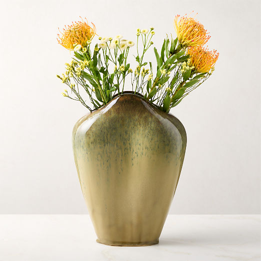 Canale Green Ceramic Vase with Reactive Glaze