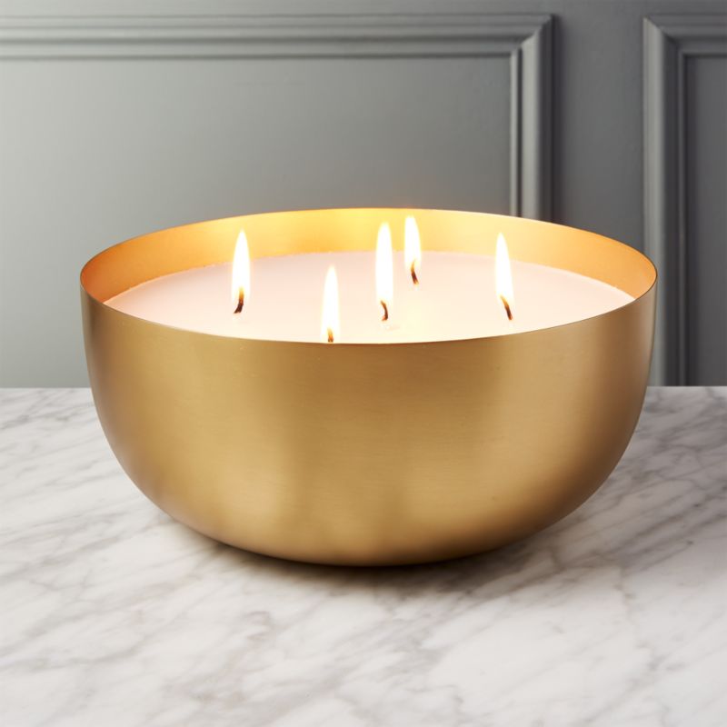 Large Brass Candle Bowl + Reviews | CB2