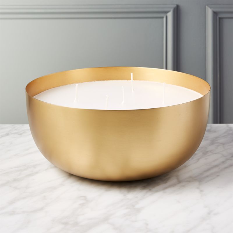 Large Brass Candle Bowl + Reviews | CB2