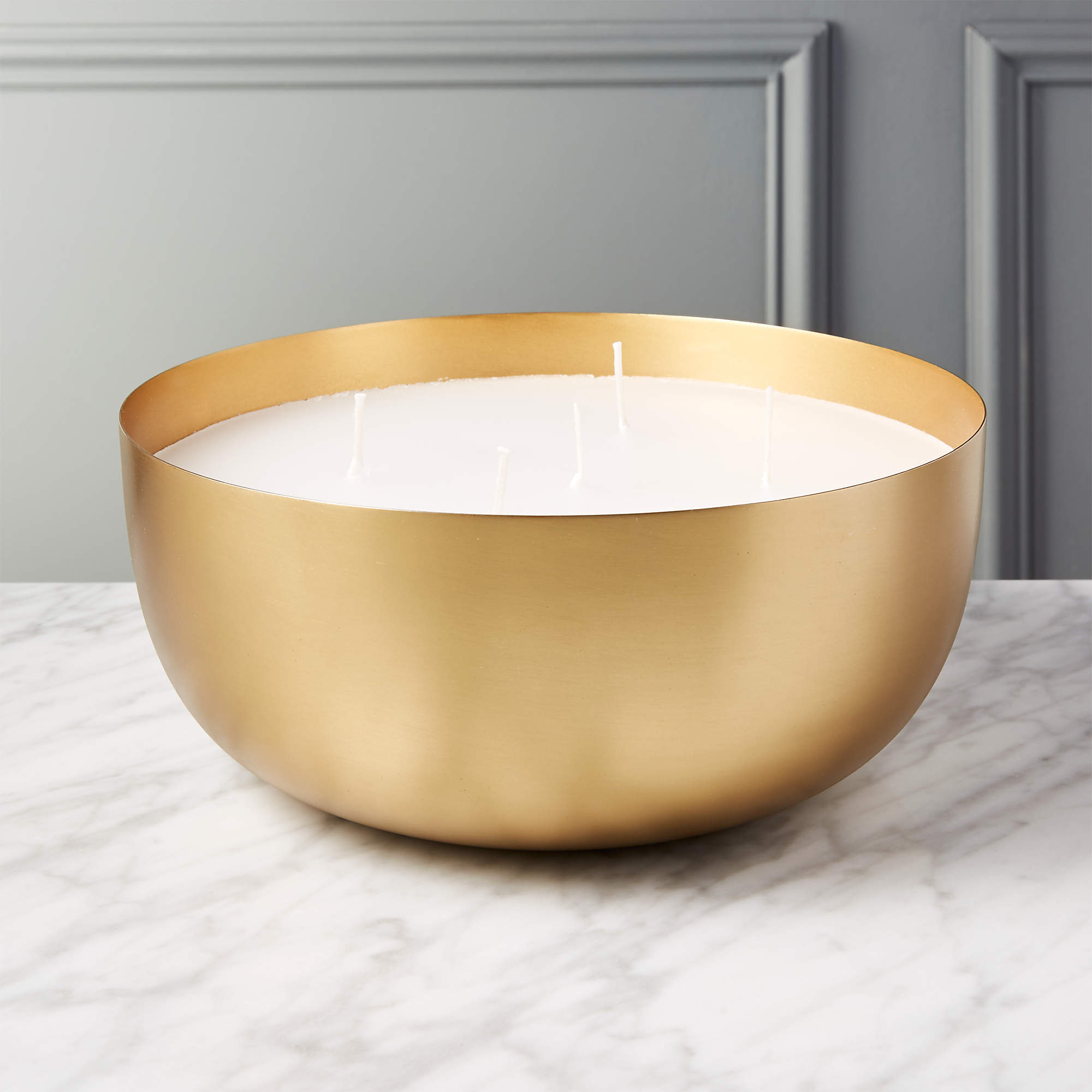 Large Brass Candle Bowl + Reviews CB2
