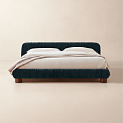 Cantar Blue Velvet Upholstered King Bed