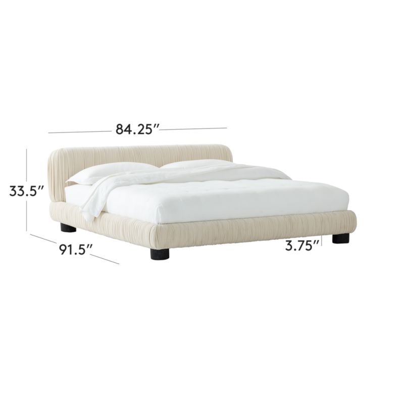 View Cantar Ivory Velvet Upholstered King Bed - image 3 of 10