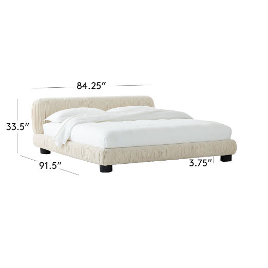 Cantar Ivory Velvet Upholstered King Bed