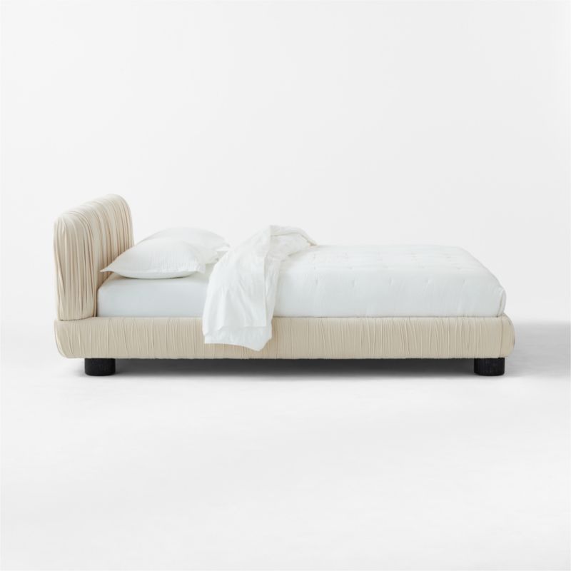 Cantar Ivory Velvet Upholstered King Bed - image 5 of 10