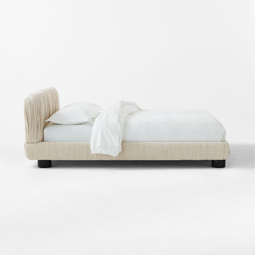 Cantar Ivory Velvet Upholstered King Bed