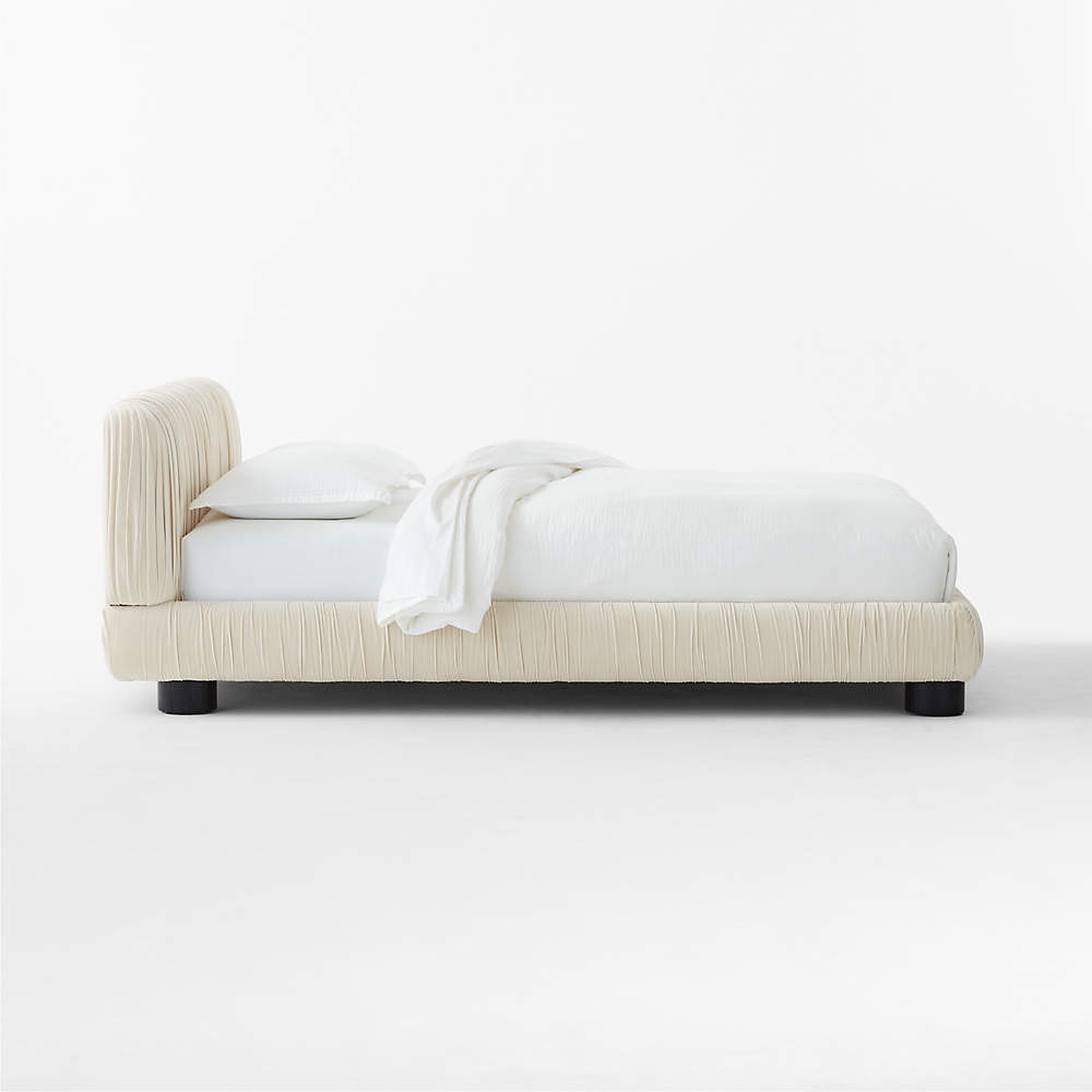 Cantar Ivory Velvet Upholstered Queen Bed + Reviews