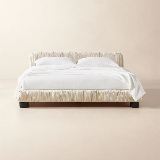 Cantar Ivory Velvet Upholstered Bed