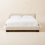 Cantar Ivory Velvet Upholstered Queen Bed