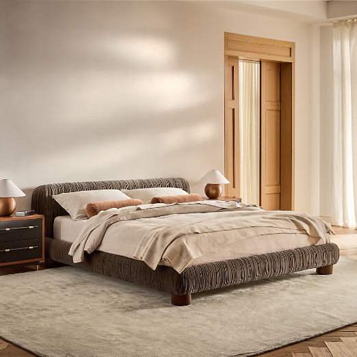 Cantar Warm Grey Velvet Upholstered Bed