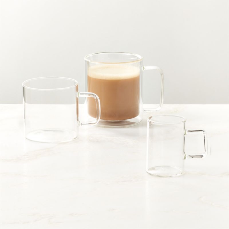 Cantina Clear Double Wall Glass Mug Set Of 4 + Reviews | CB2 Canada