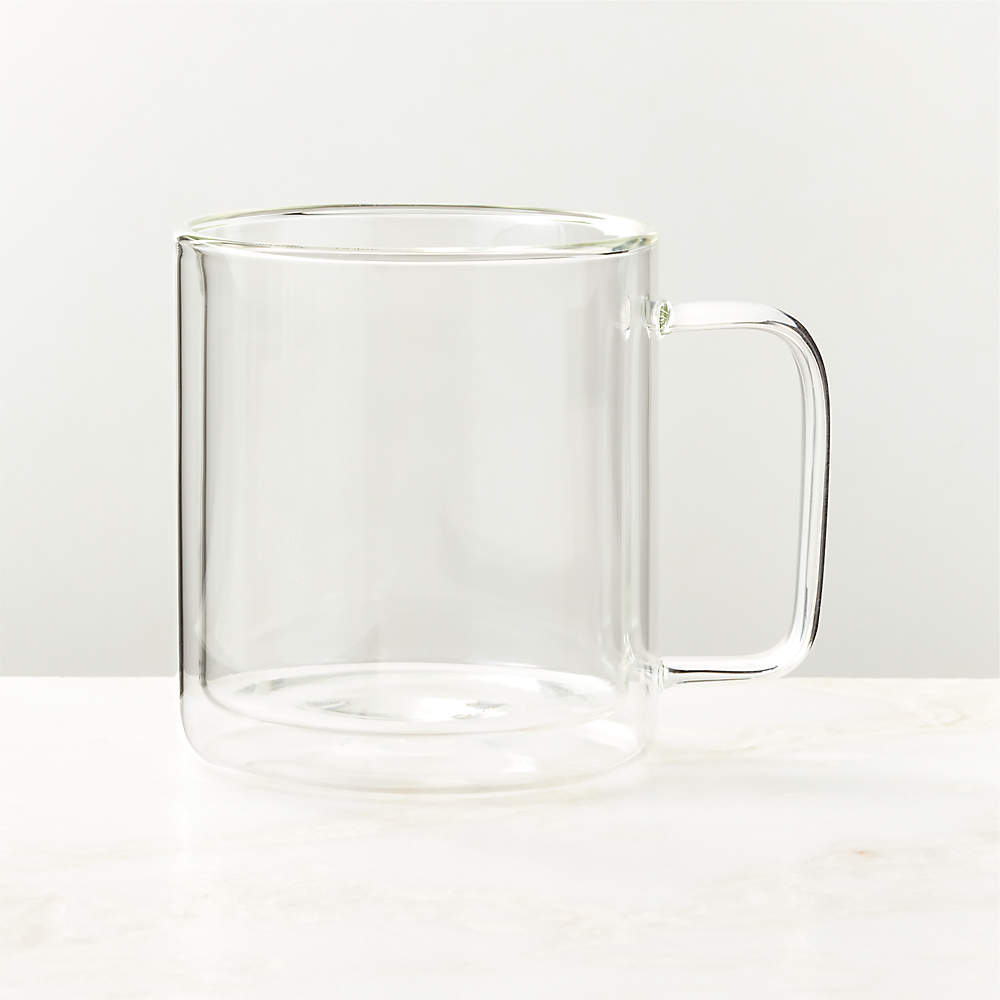Evelyne Collection Clear Glass Double Wall Coffee Mug With Handle