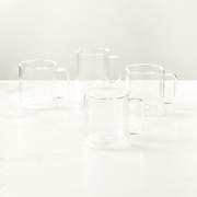 CB2 Cantina Clear Glass Coffee Mugs 15oz Set of 4